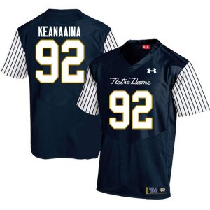 Notre Dame Fighting Irish Men's Aidan Keanaaina #92 Navy Under Armour Alternate Authentic Stitched College NCAA Football Jersey LGV6899EC